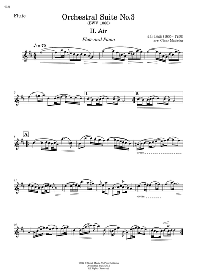 Air on G String - Flute and Piano (Individual Parts) (arr. César Madeira)