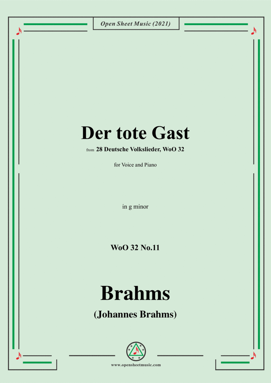 Brahms-Der tote Gast (Es pochet ein Knabe leise an Feinsliebchens Fensterlein),WoO 32,in g minor,for (arr. Open Cloud)
