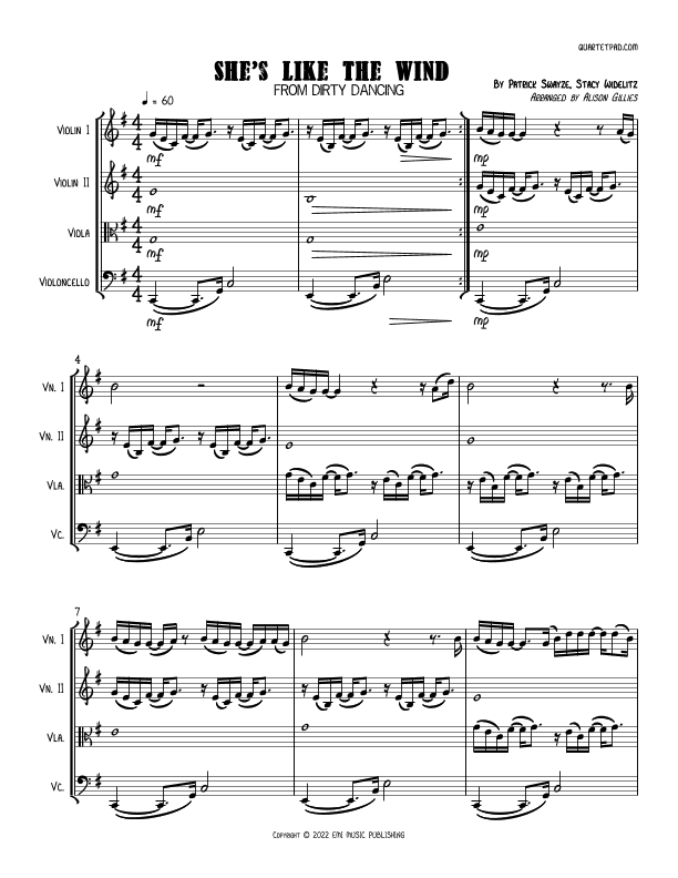 She's Like The Wind (arr. Alison Gillies)