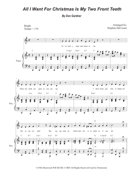 All I Want For Christmas Is My Two Front Teeth (arr. Stephen DeCesare)