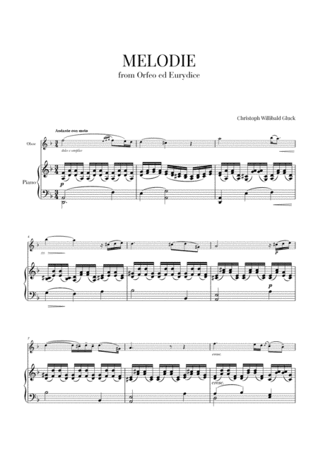 Gluck - Melodie (for Oboe and Piano) (arr. Cadenza Editions)