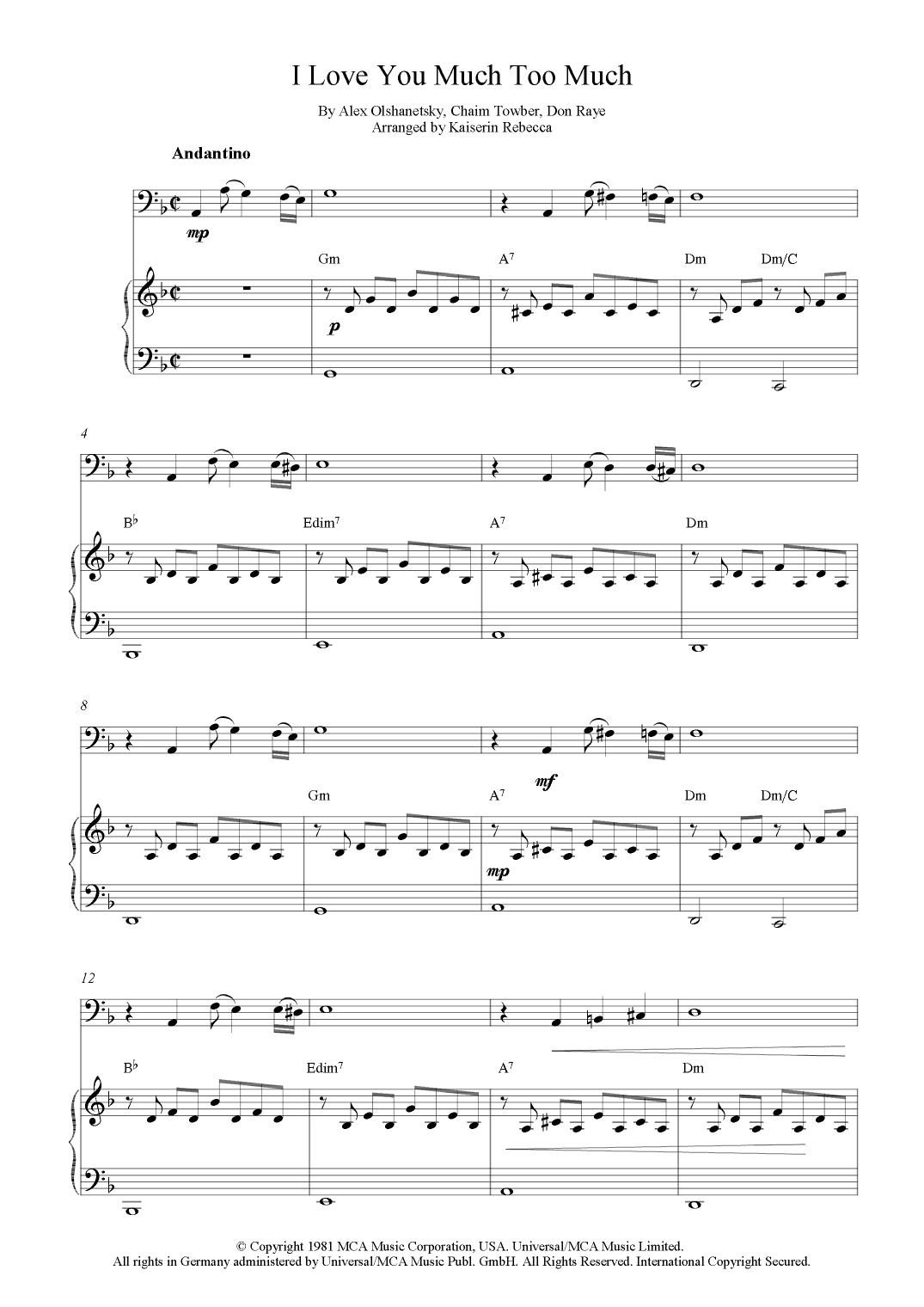 I Love You Much Too Much (arr. Kaiserin Rebecca)