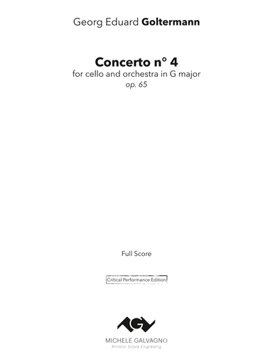 Cello Concerto n° 4, op. 65 in G major - Critical Edition - Score & Parts (arr. Michele Galvagno)