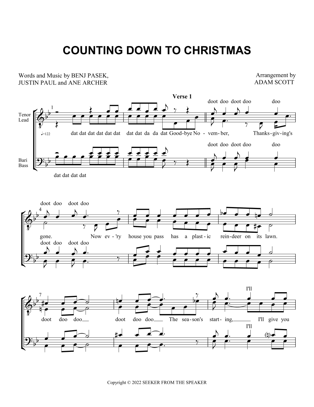 Counting Down To Christmas (arr. Adam Scott)