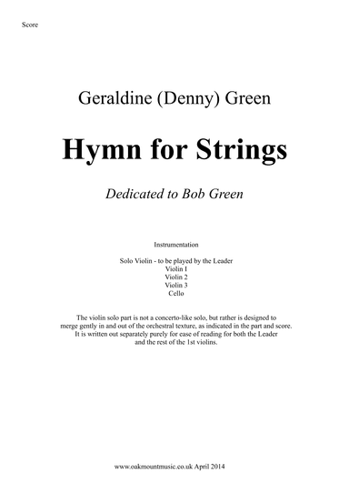 Hymn For Strings  (School Arrangement)