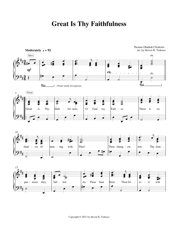 Great Is Thy Faithfulness (arr. Steven K. Tedesco)