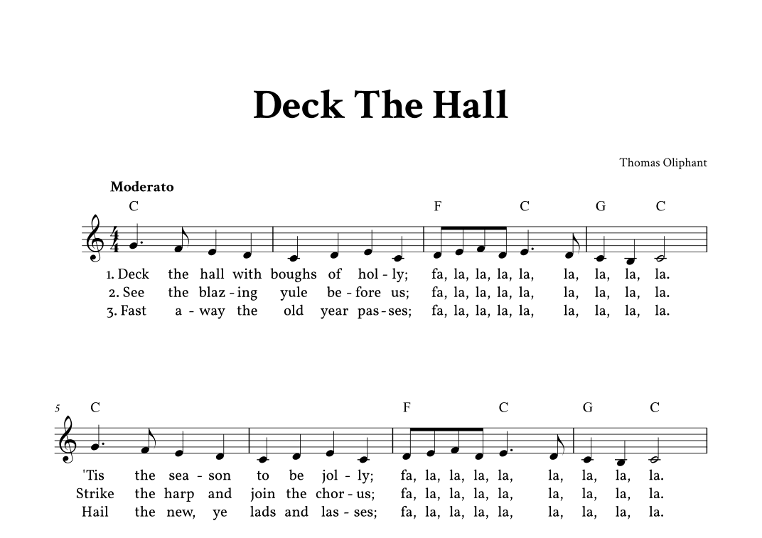 Deck The Hall - Lead Sheet (C Major - Easy Traditional) (arr. Yuri Noronha)