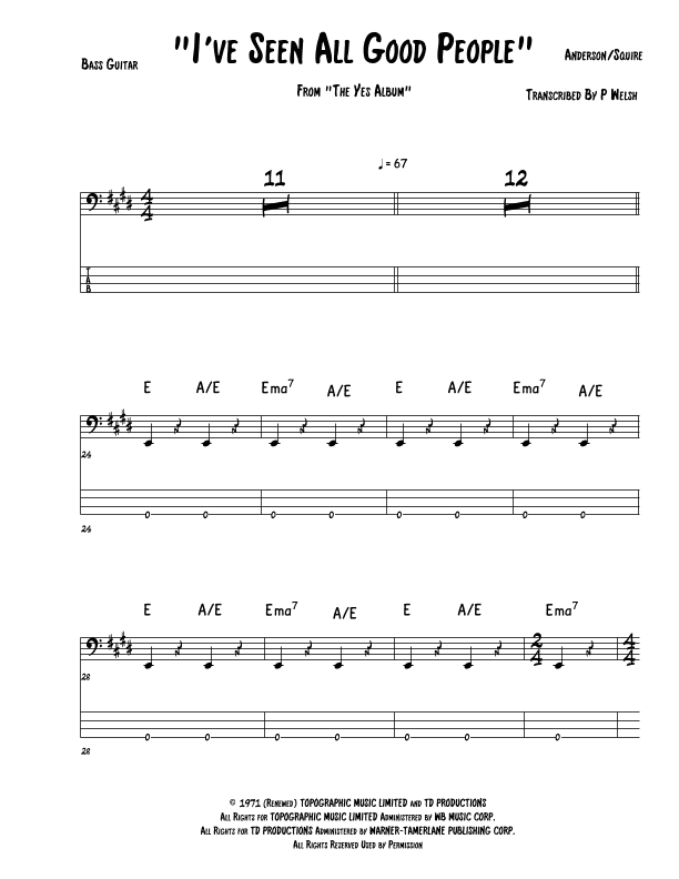 I've Seen All Good People (arr. P Welsh)