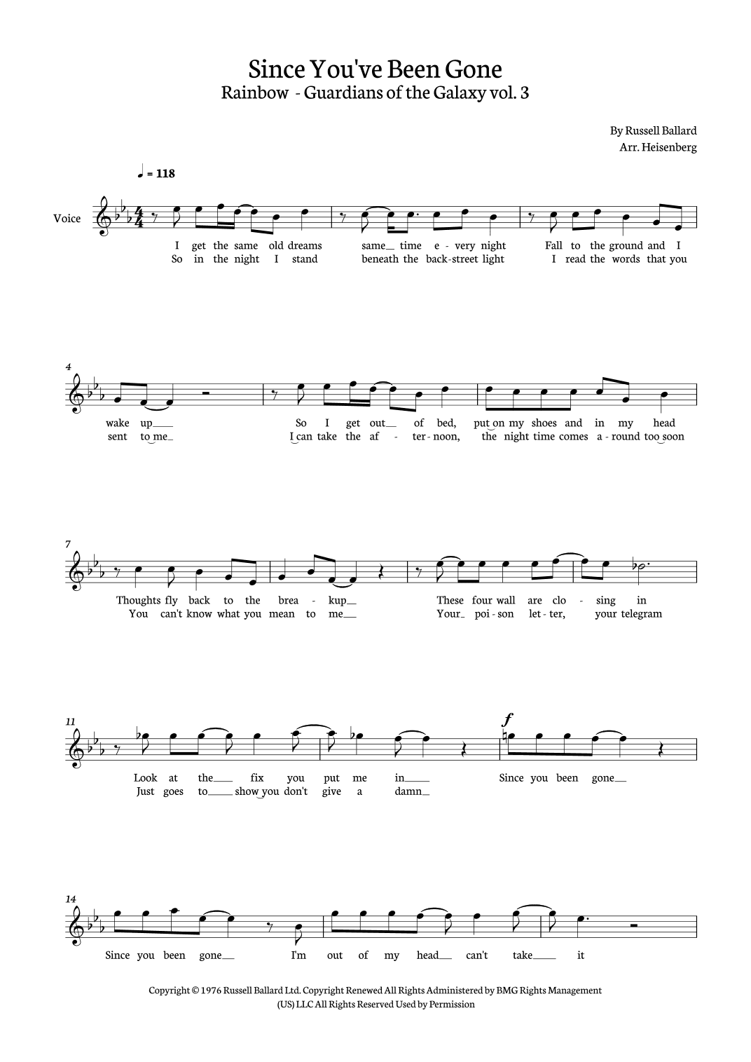Since You've Been Gone (arr. Heisenberg)