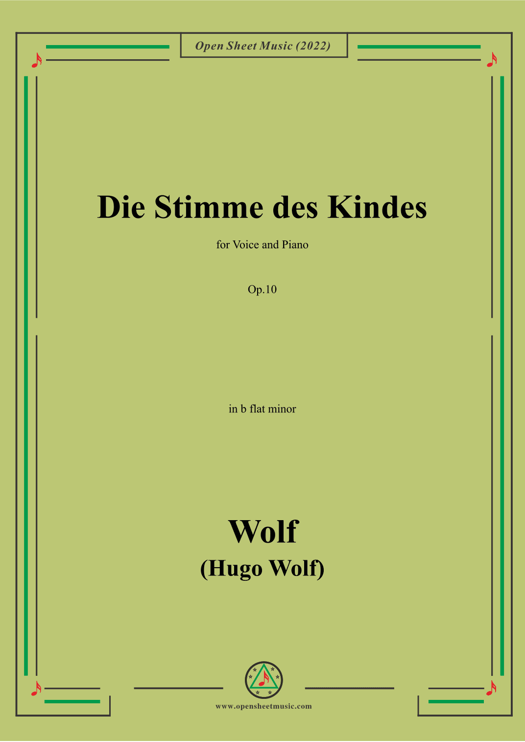 Wolf-Die Stimme des Kindes,in b flat minor,Op.10(IHW 39) (arr. OSM Press)
