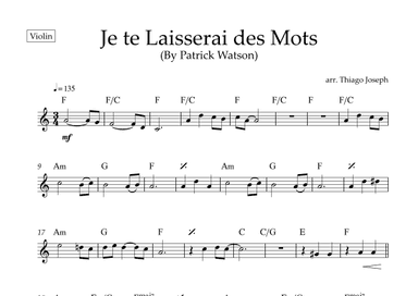 Je Te Laisserai Des Mots (arr. Thiago Joseph)