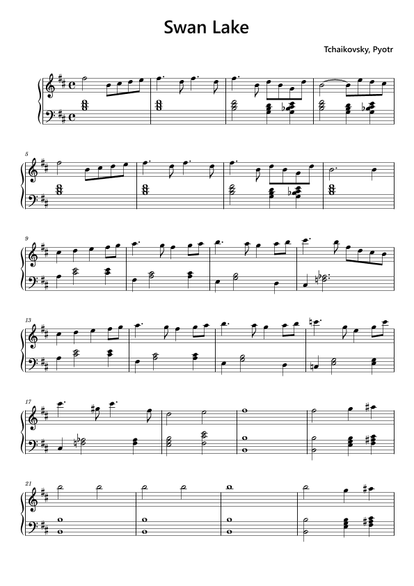 Swan Lake Easy Piano (arr. Funtom)