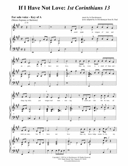If I Have Not Love (1st Corinthians Chapter 13) Wedding SOLO