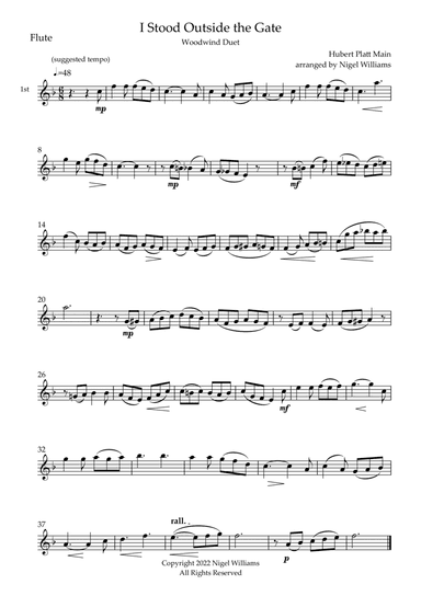 I Stood Outside the Gate, for Flute Duet (arr. Nigel Williams)