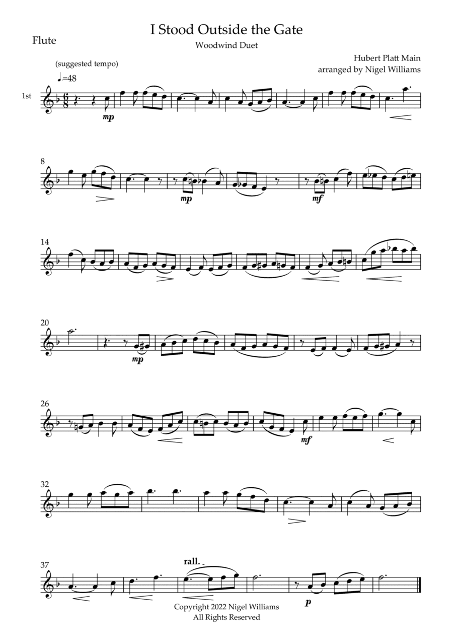 I Stood Outside the Gate, for Flute Duet (arr. Nigel Williams)