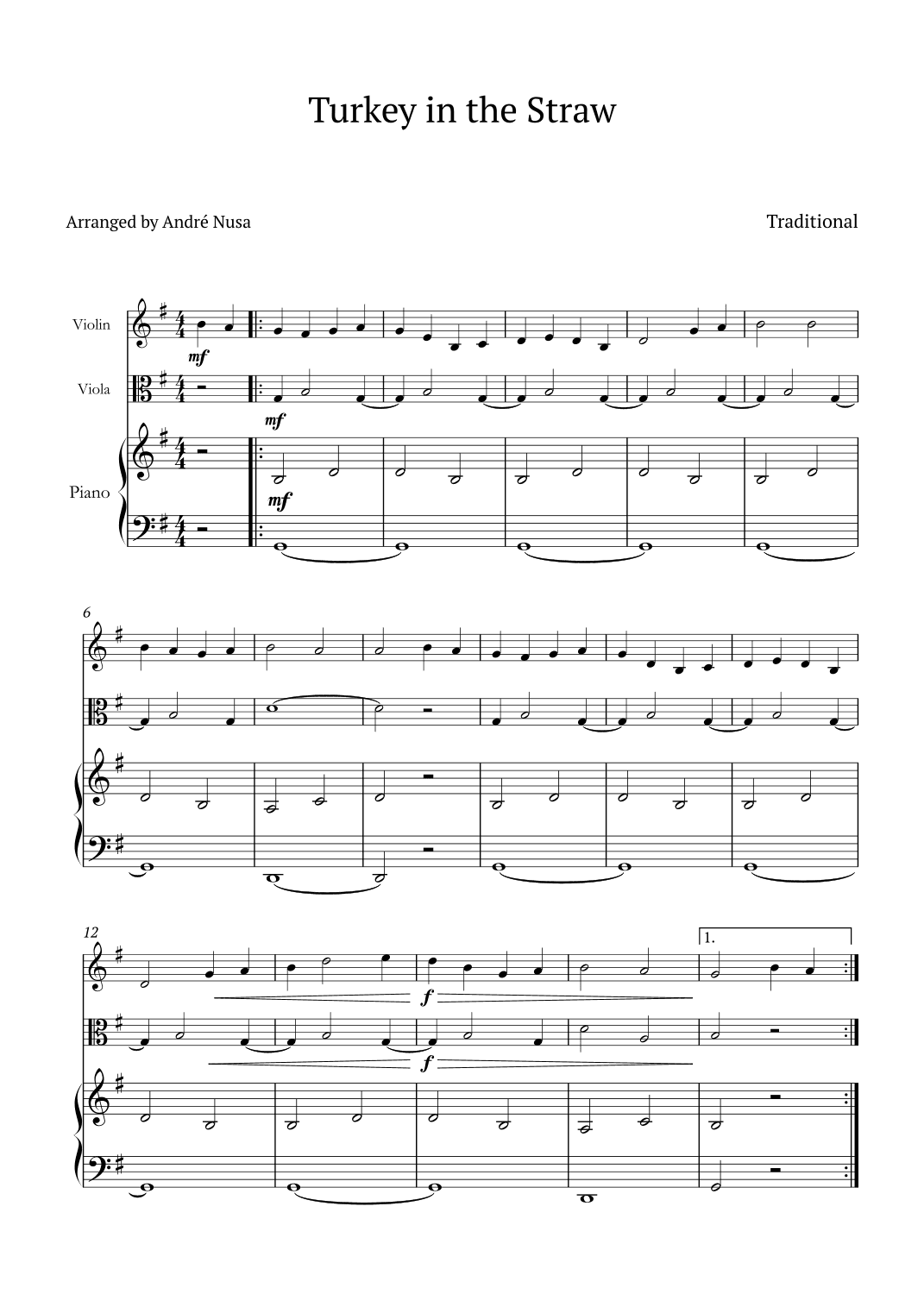 Turkey in the Straw (arr. André Nusa)