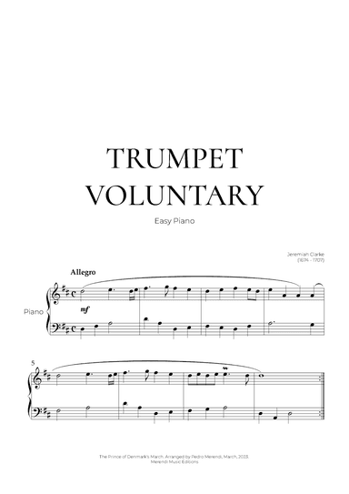 Trumpet Voluntary (Easy Piano) - Jeremiah Clarke (arr. Pedro Merendi)