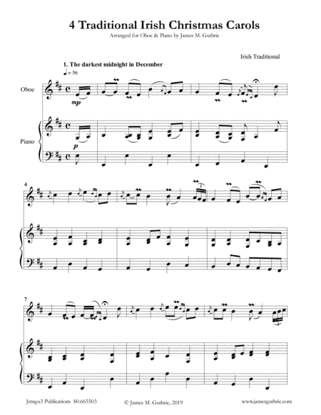 4 Traditional Irish Christmas Carols for Oboe & Piano (arr. James M. Guthrie, ASCAP)