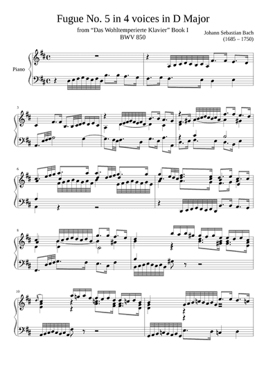 Fugue No. 5 BWV 850 (arr. Zachary Corbett)