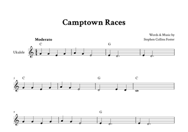 Camptown Races - Easy Ukulele in C (with Chords) (arr. Yuri Noronha)