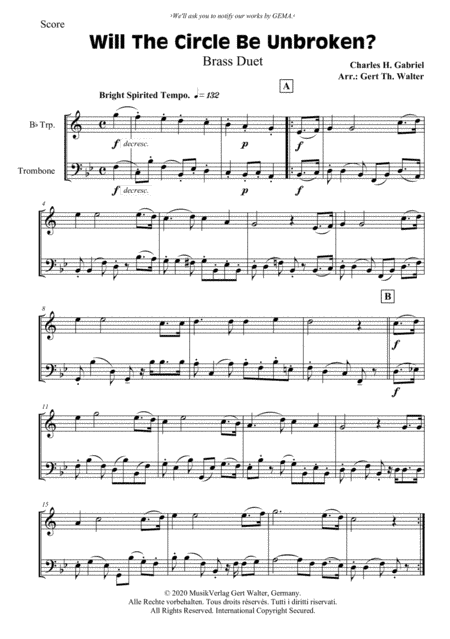 Will The Circle Be Unbroken? (arr. Gert Th. Walter)