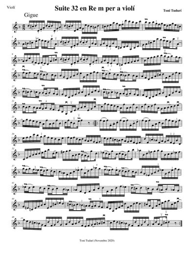 Gigue for violin solo baroque suite nº 32