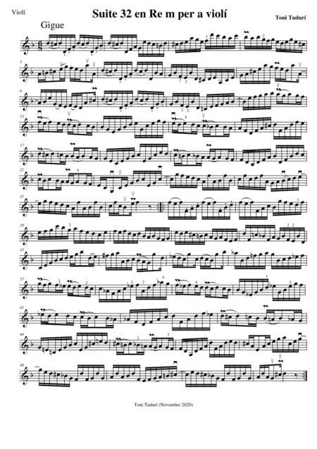 Gigue for violin solo baroque suite nº 32