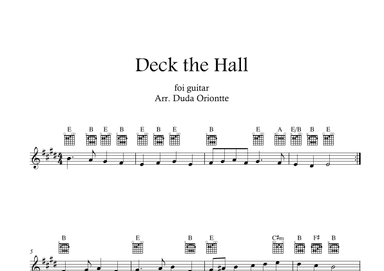 Deck the Halls  (E major - guitar TABS - no lyrics) (arr. Duda Oriontte)