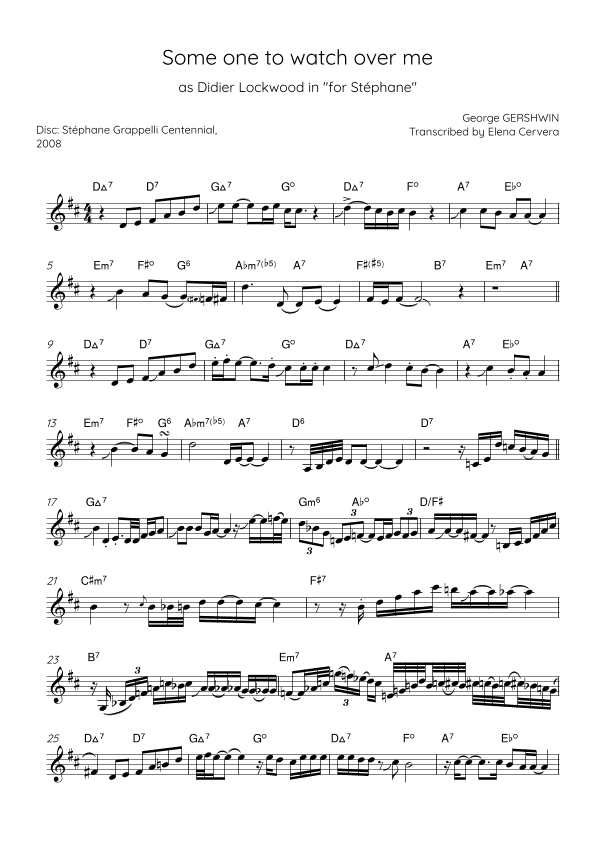 Some one to Watch Over Me (arr. Elena Cervera)