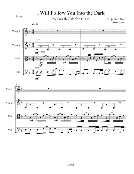 I Will Follow You Into The Dark (arr. Thomas Strauch)
