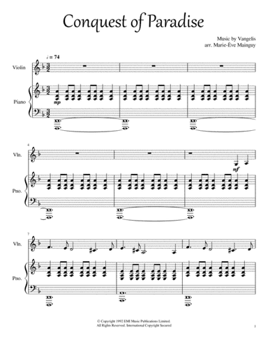 Conquest Of Paradise (arr. Marie-Ève Mainguy)