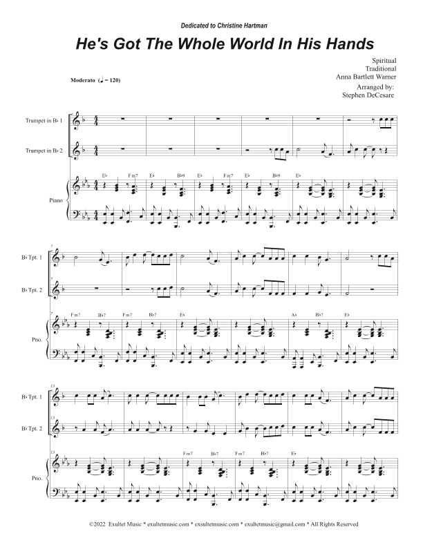 He's Got The Whole World In His Hands (Duet for Bb-Trumpet) (arr. Stephen DeCesare)
