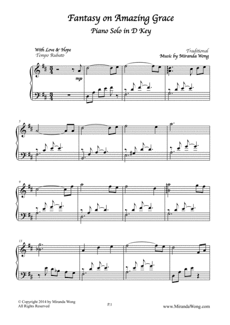 Fantasy on Amazing Grace - Romantic Piano Music by Miranda Wong (arr. Miranda Wong)