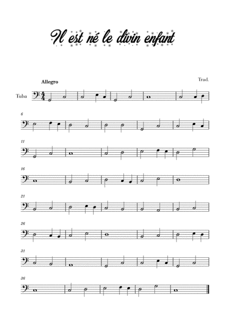 Il est né le divin enfant (for Tuba) (arr. Cadenza Editions)