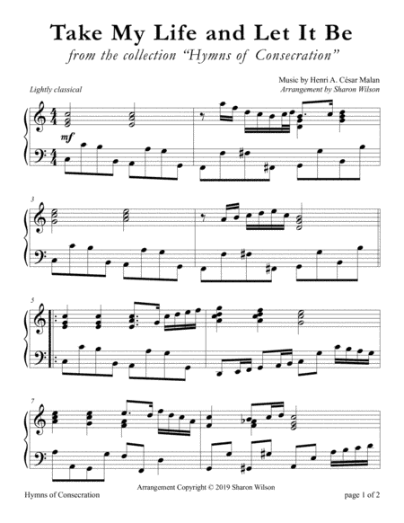 Take My Life and Let It Be (LARGE PRINT Piano Solo) (arr. Sharon Wilson)
