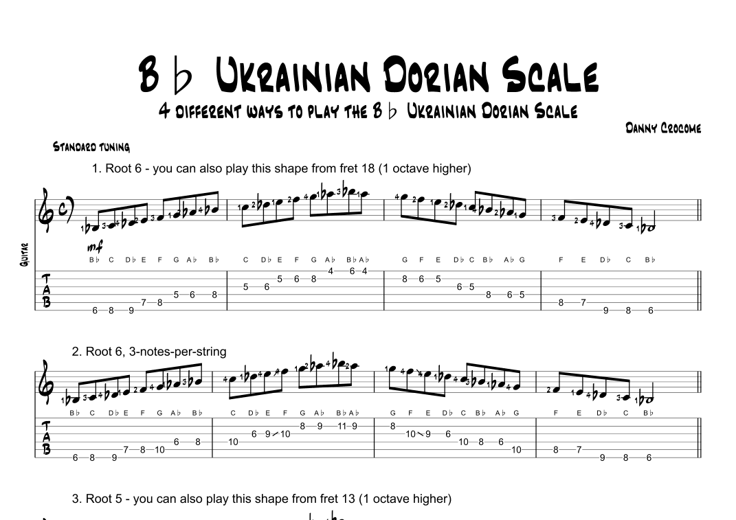 Bb Ukrainian Dorian Scale (4 Ways to Play)