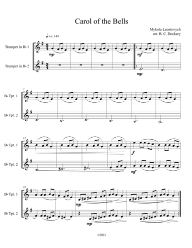 Carol of the Bells (Trumpet Duet) (arr. B. C. Dockery)