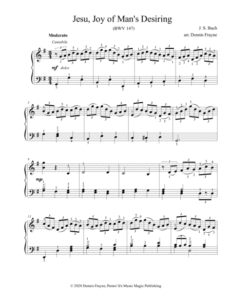 Jesu, Joy of Man's Desiring (BWV 147) (arr. Presto! It's Music Magic Publishing)