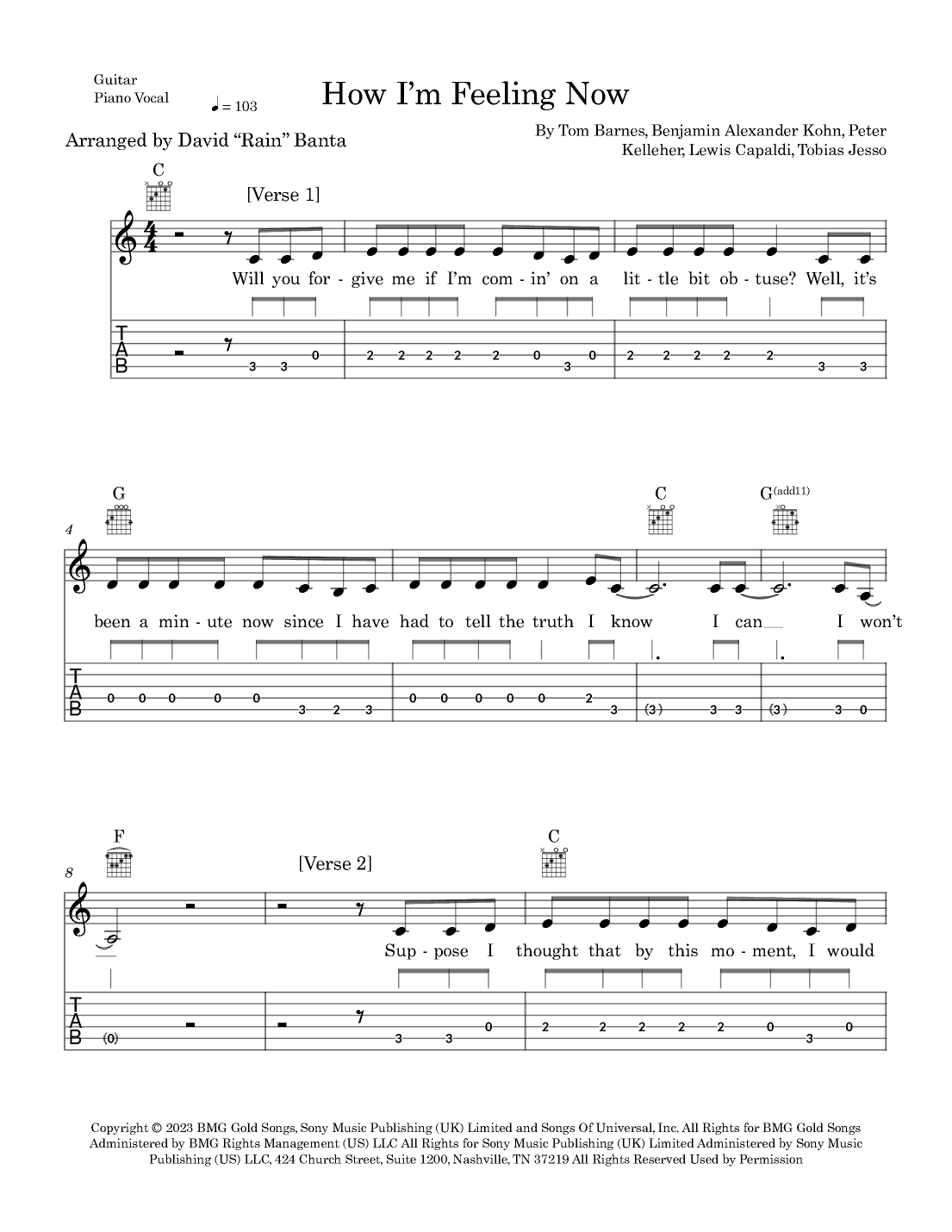 How I'm Feeling Now (arr. David Rain Banta)