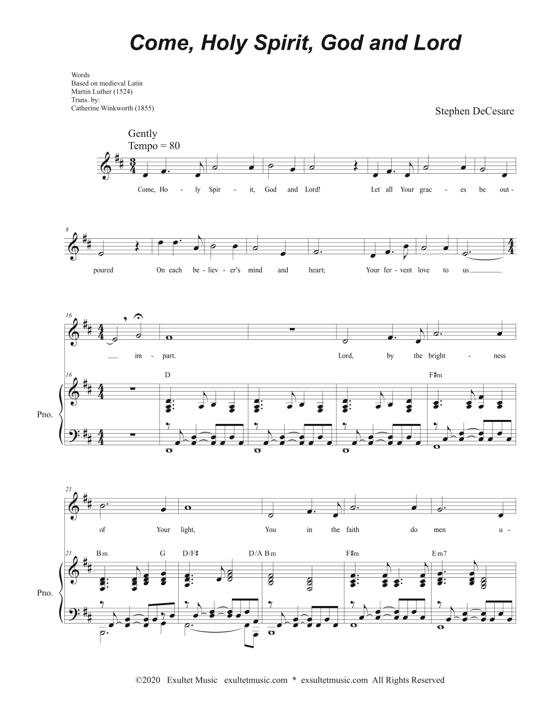 Come, Holy Spirit, God and Lord (Vocal solo)