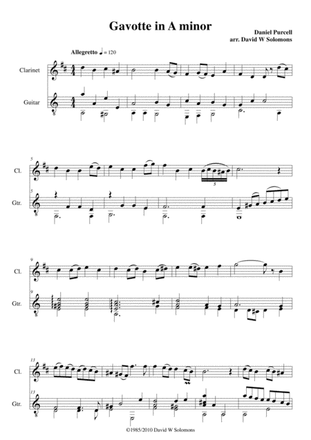 Gavotte in A minor for clarinet and guitar (arr. David Warin Solomons)