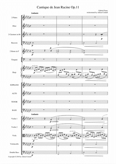 Faure - Cantique de Jean Racine orchestrated Adrian Connell - Full Score (arr. Adrian Connell)