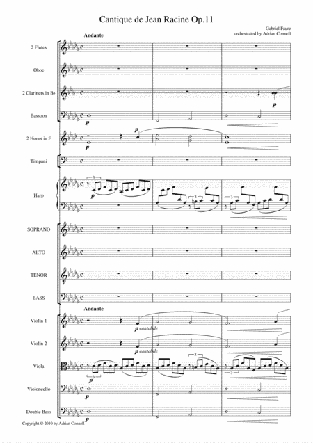 Faure - Cantique de Jean Racine orchestrated Adrian Connell - Full Score (arr. Adrian Connell)