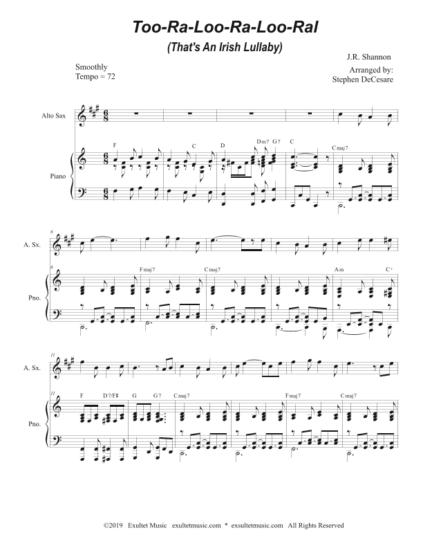 Too-Ra-Loo-Ra-Loo-Ral (That's an Irish Lullaby) (Alto Saxophone and Piano) (arr. Stephen DeCesare)