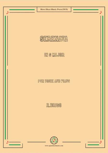 Drigo-Serenata,from 'Arlekinada', in G Major,for Voice and Piano (arr. MSM)