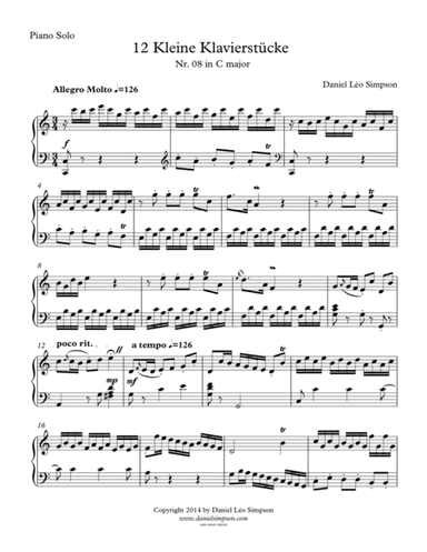 Kleine Klavierstücke - Nr. 08 in C major for Piano solo