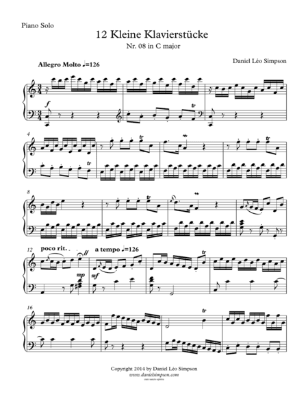 Kleine Klavierstücke - Nr. 08 in C major for Piano solo