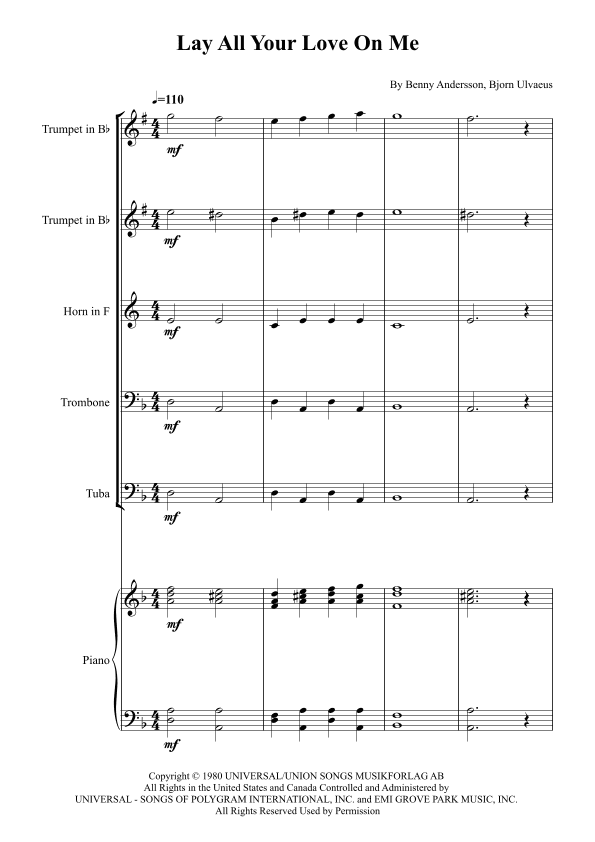 Lay All Your Love On Me (arr. Karen Gueiros)