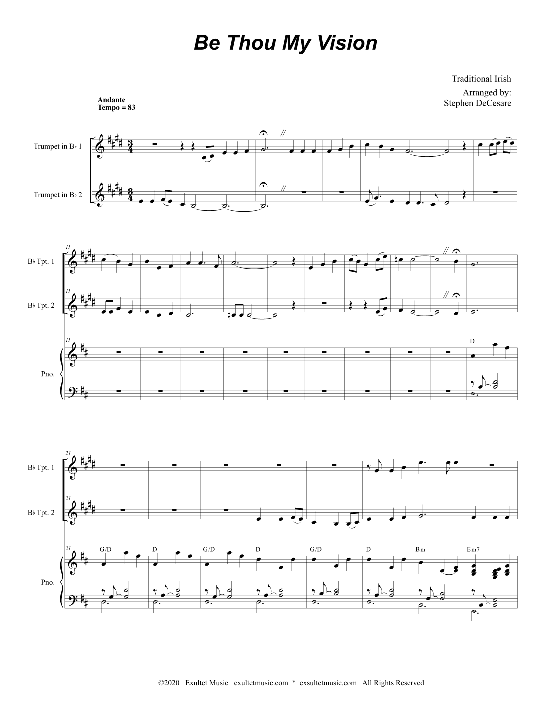 Be Thou My Vision (Duet for Bb-Trumpet) (arr. Stephen DeCesare)