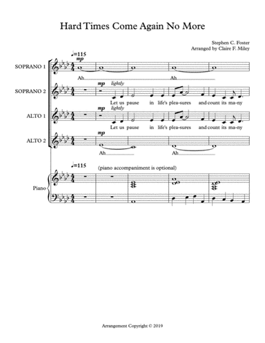 Hard Times Come Again No More (arr. Claire F. Miley)